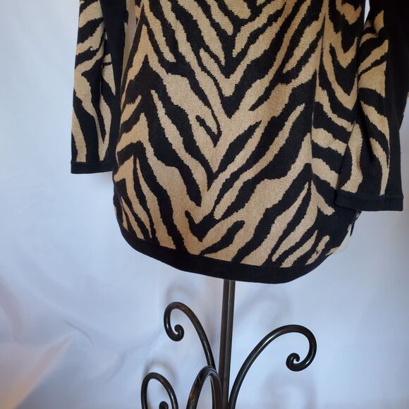 Cabi Dani Pullover Sweater Black Lt Brown Tiger Striped Oversized XXS?-S/M - Picture 5 of 8